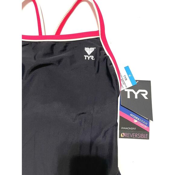 TYR HydraSpan Double Binding Reversible DiamondFit One Piece Swimsuit Black 30 S - Picture 3 of 9
